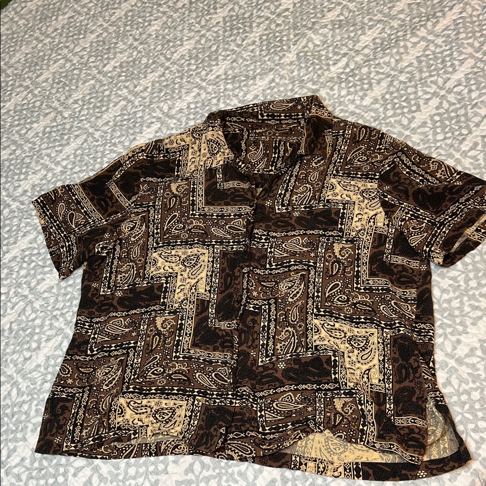 Vintage Bandana Pattern Brown and Cream Shirt